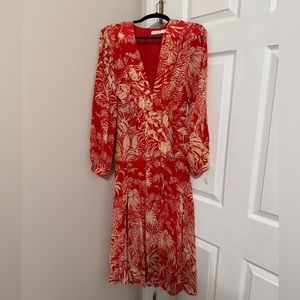 RIXO LONDON Camellia Pleated Print Dress NWOT